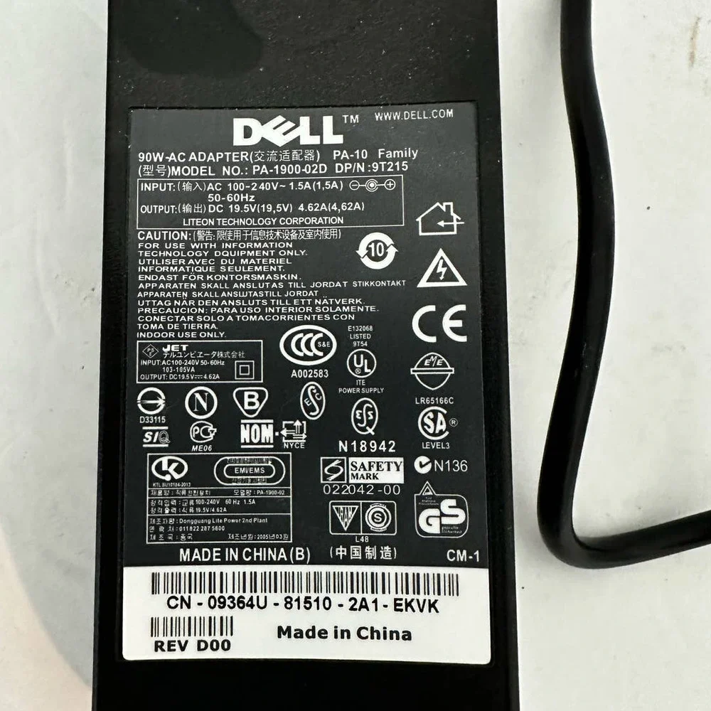 Original Dell‎ 90 W AC Adapter Model PA-1900-02D